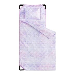 Wake In Cloud - Cot Nap Mat with Pillow and Blanket, for Toddler Kids Girls in Daycare Kindergarten Preschool Pre K with Elastic Corner Straps, Cute Mermaids Theme, Light Pink