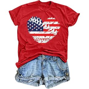 Baseball T Shirts for Women Baseball Mom Shirt Tee Funny Baseball Heart Graphic Casual Baseball Lover Gifts