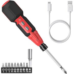 AMIR Power Screwdriver Cordless Rechargeable, Electric Screwdriver Sets, Portable Automatic Home Repair Tool Kit, Motorized Screwdriver with LED Lights and USB Cable, Blue