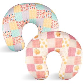 SWESEN 2 Pack Nursing Pillow Cover for Baby Girls, Breastfeeding Pillow Slipcover, Soft Stretchy Snug Fits On Infant Nursing Pillow, Machine Washable & Breathable, Fox & Sun
