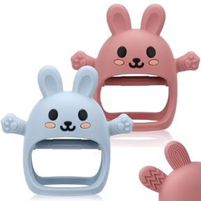 ألعاب عيد الفصح 2 حزمة Back Baby لمدة 3-6 6-12 شهرًا ، سيليكون ناعم BPA BUNNY BUNNY BUNNE LEGTER MITTEN ، Stains Easter Stuffers Anti Rrop Teother Toys 0-3 6 9 12 شهر