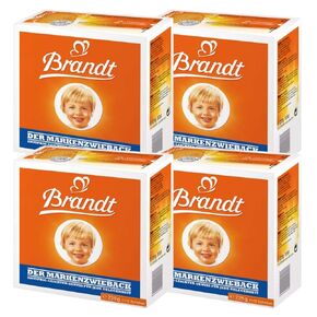 Brandt Zwieback Rusk | Sweetened Crispy Bread | Perfect for Teething Children | Enjoy With Sweet or Savory toppings | 8 oz each [Pack of 4]