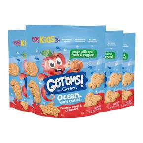 Get'ems! from Gerber, Snacks for Kids, Pizza Space Crackers, Made with Real Veggies & Fruits, Iron & Vitamin E - 4 pack