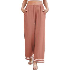 Allimy Womy's Summer Nasual Midi Rise High Rise Flowy Wide Led Pants