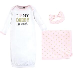 Hudson Baby Unisex Baby Gown, Swaddle Blanket and Cap or Headband, 0-6 Months