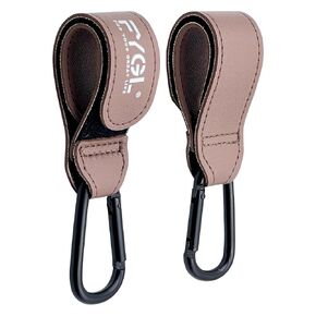 Stroller Hooks - Leather Buggy Clips, Pushchair Carabiner Clip for Bags, Easy Attachment for Pram, Universal Stroller Clips and Hooks, Stroller Accessories - Macaron (4 Pack)