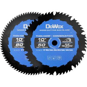 12-Inch 50-Tooth Combination Saw Blade and 80-Tooth Fine Finish Saw Blade Set, Carbide-Tipped Woodworking for Table Saws and Miter Saws, 1-Inch Arbor, Two Pack