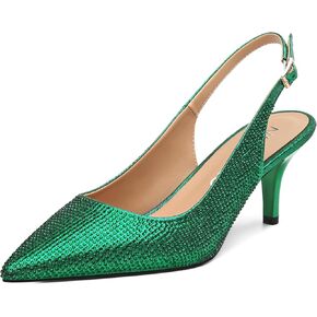 NUMALEO Slingback Heels for Women Pointed Close Toe Kitten Heels Patent Pumps Dress Party Comfy Stiletto 2.5 Inch Dress Shoes