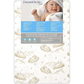 Dream On Me 3" Innerspring Mini Crib Mattress in White, Waterproof Cover with Lock Stitch Venting