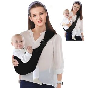 Baby Sling Carrier,Baby Sling, Baby Carrier Newborn to Toddler, Adjustable One Shoulder Labor-Saving Baby Holder, Baby Half Wrapped Sling Hip Carrier, Carrying 7-45 lbs (Grey)