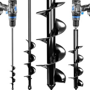 DEKOPRO Garden 2 Pack Auger Drill Bit Set for Planting 3.6"x16"and 1.6"x16.5"Auger Drill Bit Plant Flower Bulb Auger Spiral Hole Drills- Fits 3/8 Hex Drive Drills