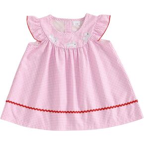 Easter Toddler Baby Girl Outfit Bunny Embroidery Ruffle Sleeveless Smocked Dresses Crewneck Dress Summer Clothes