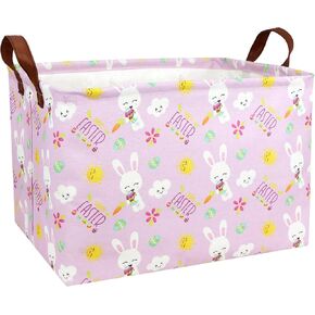 Large Rectangular Cute Kid Easter Basket Empty Bunny Eggs Easter Basket Gift Spring Room Storage Organizer Décor (Sun Cloud Rabbit Easter Egg)