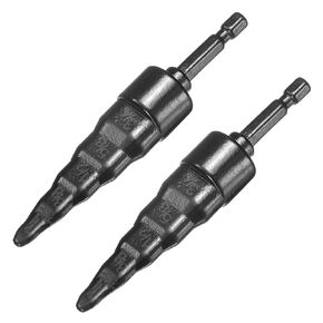 uxcell 2pcs 1/4" 3/8" 1/2" 5/8" 3/4" 5-in-1 Swage Tube Expander Drill Bit HVAC Repairing Tool Copper Pipe Flaring Tool with 1/4" Hex Shank for Air Conditioner HVAC Repair Black