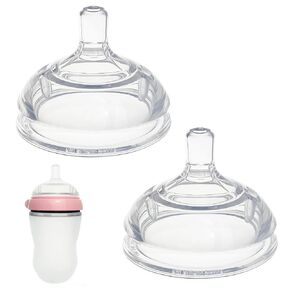 Silicone Replacement Nipple Compatible with Comotomo Bottles, 2 Pack Bottle Nipple, Leak-Proof, BPA-Free, Anti-Colic, Slow Flow for 0-3 Months (Size S)