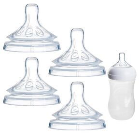 4 Pack Replacement Silicone Nipples Compatible with Philips Avent Natural Response Baby Bottle, Replacement Soft Spout for Sippy Cup, Easy Transition from Bottle to Cup (Flow 3, Medium Flow)