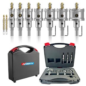 4 Pcs TCT Hole Saw Drill Bit Set,3/4" to 1-1/2" Tungsten Carbide Hole Saws Kit for Stainless Steel Hard Metal Plastic Wood, 1" Cut Depth, with Detachable Pilot Drill Bits, Allen Wrench