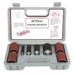 Drum Sander Kit, 20pcs Spindle Sanding Drum Sander Tool Kit Set with Case for Drill Press for Home Improvement Hobbies Carpentry