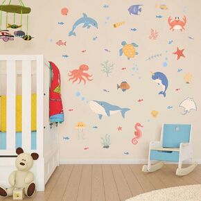HLNIUC Large Hot Air Balloon Wall Sticker 35"x24"Baby Animal Peel And Stick Wall Art Decal Star Moon Cloud Balloons Window Cling Cartoon Airplane and Hot Air Balloon Room Sticker for Nursery Kids Room
