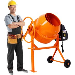 5 Cu. Ft Cement Mixer, Electric Concrete Mixer, 650W 1/3 HP Heavy Duty Concrete Mud Mixer Tools, Portable Concrete Cement Mixer with Wheels and Stand for Mortar, Stucco and Fodder