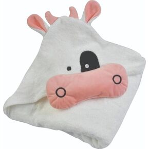 Premium Baby Kid Hooded Towel - Ultra Soft Absorbent Rayon Made from Bamboo - Unique Cow Design – Hypoallergenic, Organic - Large Towel 35 X 35 inch - Baby, Toddler, Kids Washcloths Gift