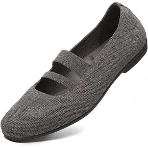 Women’s Ballet Flats Knit Mary Jane Flat Comfort Walking Slip-on Dressy Work Driving Shoes with Straps
