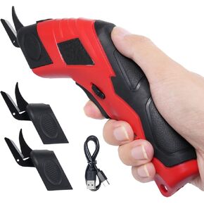 Cordless Scissor with 3pcs Replaceable Blades, Power Shears with 4.2V 2000mAh Rechargeable Lithium-Ion Battery for Fabric Leather Carpet Plant Stems Rigid Cardboard PVC Plastic Board