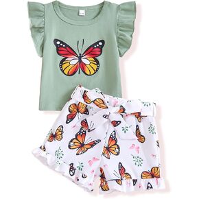 NZRVAWS Girl Clothes Toddler Girl Summer Outfit Heart Tank Top+Pink Shorts 2 Piece Clothing for Girl 1 2 3 4 5 6 7 T