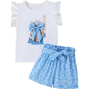 Girls Summer Outfits Cute Sleeveless Top High Waisted Short Sets with Pockets Girl Clothes Size 6-14 T