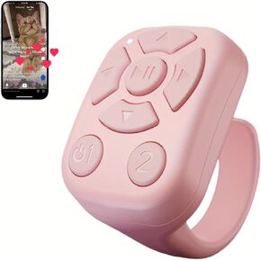 حلقة التمرير اللاسلكية لـ Tiktok - جهاز التحكم عن بُعد Bluetooth لـ iPhone و iPad و Android ، وحدة تحكم Bluetooth ، مع مصراع الكاميرا ، مثالي لمقاطع الفيديو Tiktok وموسيقى التشغيل (Pink)