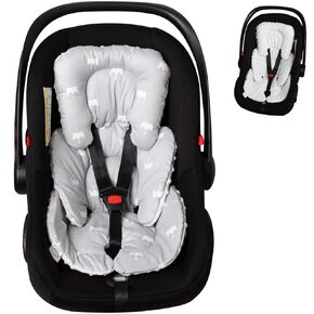 Infant Carseat Insert 2-in-1 Reversible Cushion Carseat Head Support for Newborn, Breathable Minky Baby Car Seat Cushion for Carseats, Stroller, Swing, Bouncer (Grey)
