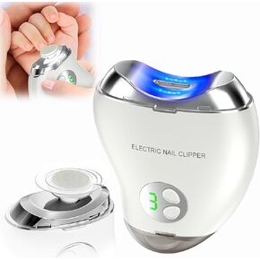 2 in 1 Electric Polishing Automatic Nail Clippers for Adults Seniors, 2025 New Electric Nail Clippers for Fingers and Toes, USB Rechargeable Electric Nail File Kit 3 Speeds(White, Mango)