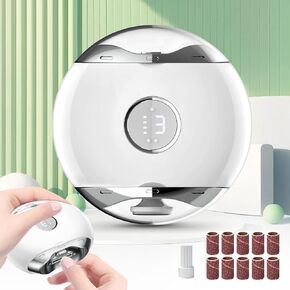 Electric Nail Clipper with LED Light & 3 Speeds, Fingernail Cutter and Polisher and Exfoliating 3 in 1 Nail Scraps Storage Safety Fingernail Trimmer for Baby Seniors and Adult