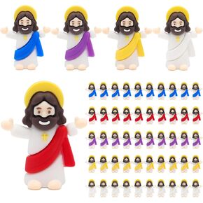 100 Pcs Mini Jesus Tiny Jesus Figures 100 Pack Baby Jesus Figure Miniature Jesus Pocket Jesus Jesus Figurine to Hide and Seek Sunday School Religious Baptism Gift for Easter Egg Stuffers