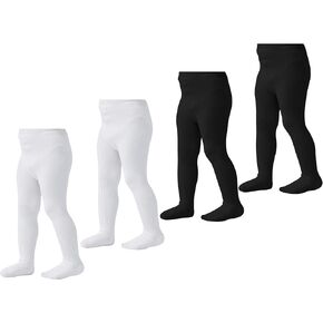 Zando 4 Pack Toddler Tights Cotton Newborn Baby Girl Tights Cable Knit Tights for Little Girls Pantyhose Leggings 0-4T