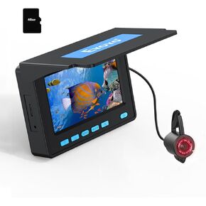 Eyoyo Underwater Fishing Camera, 4.3 Inch Fishing Camera DVR, Portable Fish Finder, 8-Hour Battery, Infrared Lights, Temperature & Depth Detection, 20M Cable for Lake Fishing