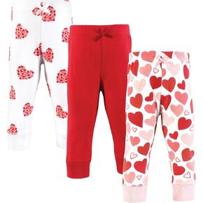 Hudson Baby Infant Girl Cotton Pants and Leggings, Valentine Hearts, 6-9 Months