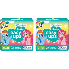 Pampers Easy Ups Girls & Boys Potty Training Pants - Size 2T-3T, 25 Count, My Little Pony Training Underwear (Pack of 2)
