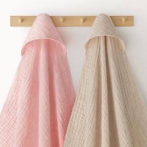 Looxii Baby Bath Towels 2 Pack Muslin Hooded Baby Towels for Newborn and Infants, 100% Cotton, Large 32x32Inch, Soft and Absorbent Pink+Flowers