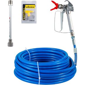 VEVOR Airless Paint Spray Hose Kit, 50ft 3600psi High-Pressure Fiber Tube with 8" Extension Rod Pole, Including 517 Tip and Tip Guard, 1/4" Swivel Joint for Homes Buildings Decks or Fences
