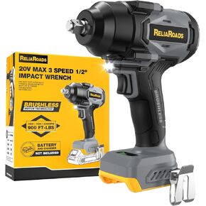 900 Ft-lbs Cordless Impact Wrench, 1/2 Inch Impact Gun Compatible DeWALT 20V MAX Battery, Brushless Constant High Torque Impact Driver with 3 Speed, Tool Only (No Battery Included)