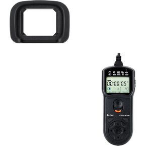 ER-H Soft Rubber Eye Cup Eyepiece Viewfinder & TC-80N3 Wired Intervalometer Timer Remote Shutter Release for Canon EOS R3 Mirrorless Camera