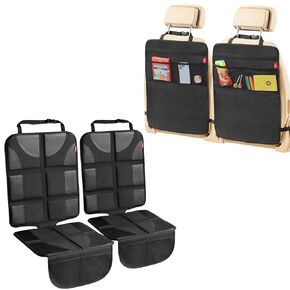 Helteko Car Seat Protectors (Pack of 2) Seat Back Kick Protectors (Pack of 2), Black