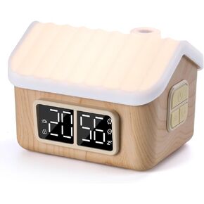 Wilit Alarm مع Light Light Light ، الساعة الرقمية على شكل منزل ، ضوء إيقاظ شروق الشمس ، تدريب النوم ، الغفوة ، الموقت ، الإنذار المزدوج ، هدايا أعياد الميلاد للمراهقين ، الأطفال ، البالغين