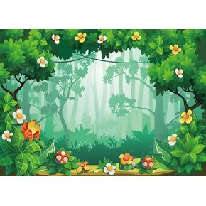 7X5FT Spring Backdrop Green Leaves Small Flowers Newborn Baby Backdrop Cartoon Backdrop Photo Studio Decoration Backdrop Birthday Party Background Vinyl Backdrop BY108