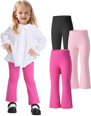 Witwot 3 Pack Baby Girls Flare Pants Soft Cotton Toddler Bell Bottom Leggings Infant Clothes Size 18M-5T in Saudi Arabia