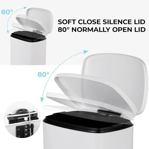 8 Gal Kitchen Trash Can, 30L Recycling or Garbage Bin, Brushed Stainless Steel Waste Basket, Soft&Quiet Close Dustbin, with Step-On Pedal, Removable Inner Bucket, for Home, Office, LIving Room in Saudi Arabia