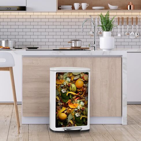 8 Gal Kitchen Trash Can, 30L Recycling or Garbage Bin, Brushed Stainless Steel Waste Basket, Soft&Quiet Close Dustbin, with Step-On Pedal, Removable Inner Bucket, for Home, Office, LIving Room in Saudi Arabia