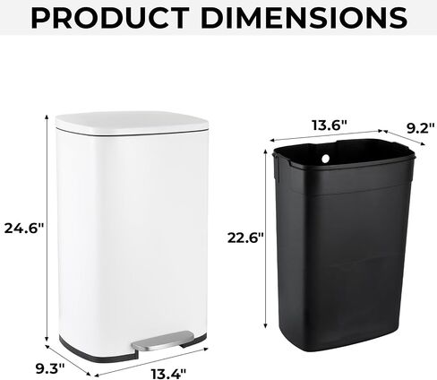8 Gal Kitchen Trash Can, 30L Recycling or Garbage Bin, Brushed Stainless Steel Waste Basket, Soft&Quiet Close Dustbin, with Step-On Pedal, Removable Inner Bucket, for Home, Office, LIving Room in Saudi Arabia