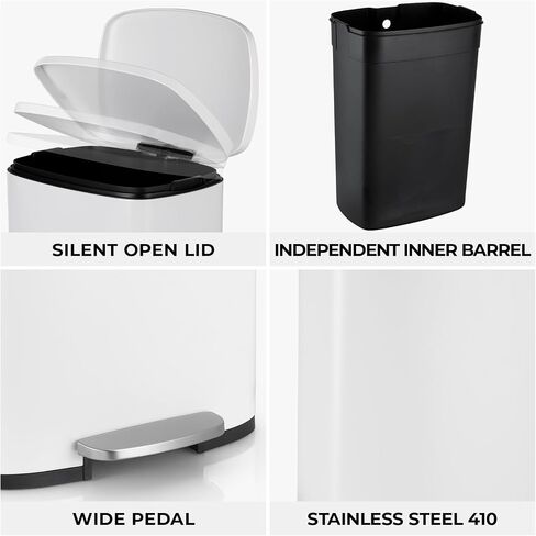 8 Gal Kitchen Trash Can, 30L Recycling or Garbage Bin, Brushed Stainless Steel Waste Basket, Soft&Quiet Close Dustbin, with Step-On Pedal, Removable Inner Bucket, for Home, Office, LIving Room in Saudi Arabia